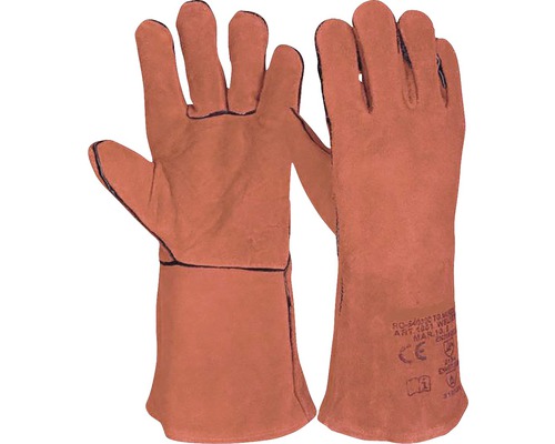 Mănuși pentru sudură DCT BLS 10 din piele integrală șpalt bovină, căptușeală din bumbac, 1 pereche, roșie