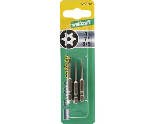 Set biți pentru șuruburi de siguranță Wolfcraft Torx T 7, T 8, T 9