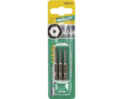 Set biți hexagonali Wolfcraft, 3 bucăți, pentru lucrări de înșurubare