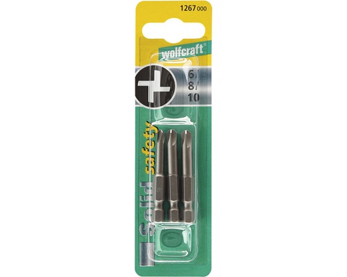 Set de biți pentru șurubelniță Wolfcraft mărimile 6, 8 și 10