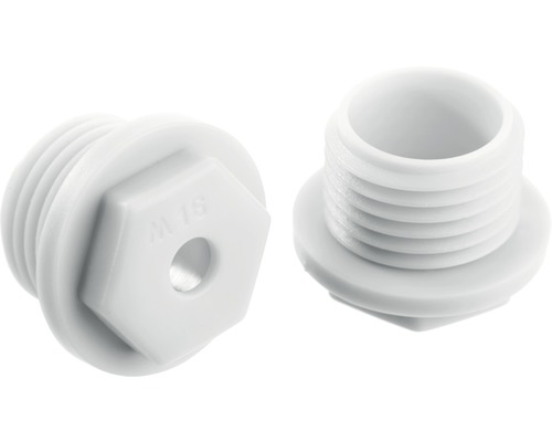 Două dopuri de închidere albe cu filet