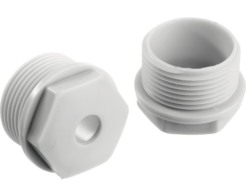 Două dopuri de plastic cu filet și deschidere