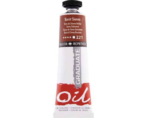 Culoare ulei Graduate 221 Burnt Siena 38 ml Tub de vopsea de ulei marca Daler Rowney, nuanța Burnt Sienna