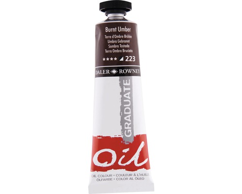 Culoare ulei Graduate 223 Burnt Umber 38 ml Vopsea de ulei Daler Rowney Graduate în culoarea umbră arsă