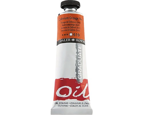 Culoare ulei Graduate 619 Cadmium Orange Hue 38 ml Tub de vopsea de ulei Daler Rowney Graduate, nuanță cadmiu portocaliu