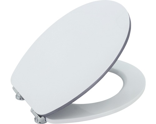 Capac WC cu închidere lentă form&style EDGE MDF alb-argintiu 47,6x36,5 cm Capac de toaletă cu închidere lentă