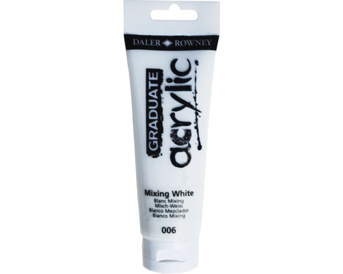 Culoare acrilică Graduate 06 Mixing White 120 ml Tub cu vopsea acrilică albă Daler Rowney Graduate