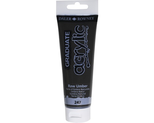 Culoare acrilică Graduate 247 Raw Umber 120 ml Tub de vopsea acrilică Daler Rowney Graduate, nuanța Raw Umber