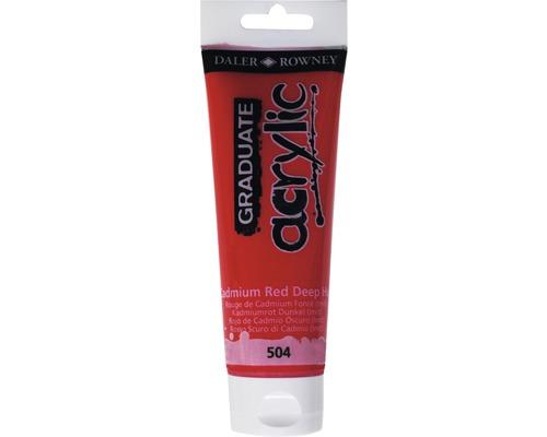 Culoare acrilică Graduate 504 Cadmium Red Deep Hue 120 ml Tub de vopsea acrilică Daler Rowney Graduate, roșu de cadmiu închis