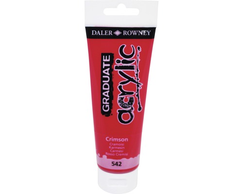 Culoare acrilică Graduate 542 Crimson 120 ml Tub de vopsea acrilică Daler Rowney Graduate în carmin