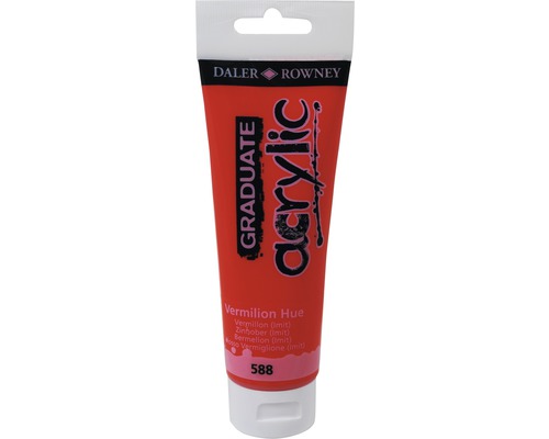 Culoare acrilică Graduate 588 Vermilion Hue 120 ml Tub cu vopsea acrilică Daler Rowney Graduate, nuanța Vermilion Hue