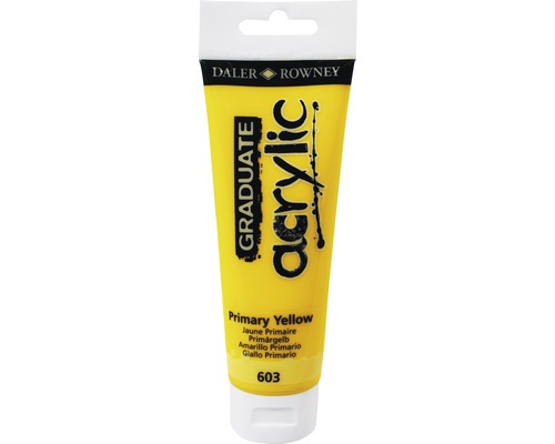 Culoare acrilică Graduate 603 Primary Yellow 120 ml Tub de vopsea acrilică galben primar Daler Rowney Graduate