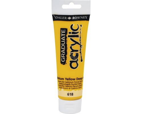Culoare acrilică Graduate 618 Cadmium Yellow Deep Hue 120 ml Tub de vopsea acrilică Daler Rowney Graduate galben cadmiu închis