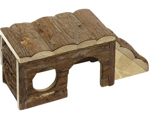 Căsuță din lemn cu scăriță, Karlie Wonderland, 40x18x16 cm, natur