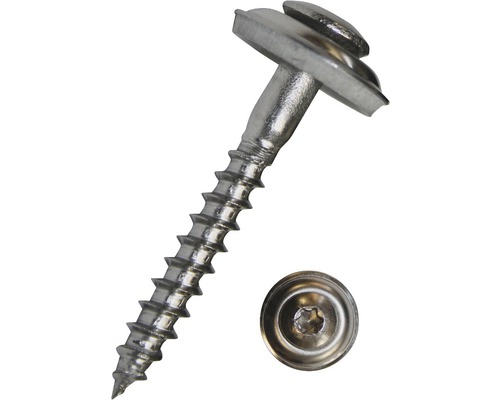 Șuruburi pentru tablă cu cap semibombat Torx și șaibă cauciuc EPDM Dresselhaus 4,5x65 mm oțel inox A2, 100 bucăți