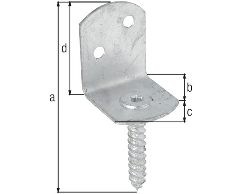 Conector unghiular cu șurub și dimensiuni