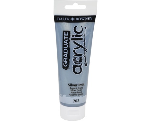Culoare acrilică Graduate 702 Silver 120 ml Tub de vopsea acrilică Daler Rowney Graduate imitație argint