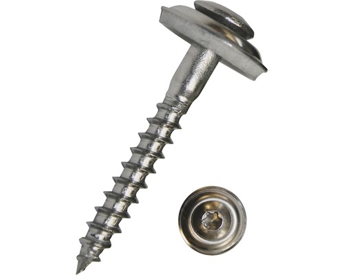 Holșuruburi cu cap semibombat Torx și șaibă cauciuc EPDM Dresselhaus 4,5x25 mm oțel inox A2, 100 bucăți, pentru tinichigerie