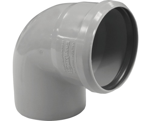 Cot VALROM din polipropilenă Ø 32 mm 87° Cot din plastic gri pentru instalații sanitare cu un unghi de 90 de grade.