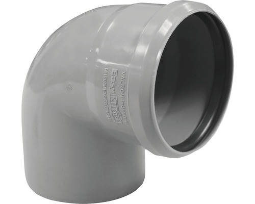Cot VALROM din polipropilenă Ø 40 mm 87° Cot de țeavă gri la 90 de grade din plastic