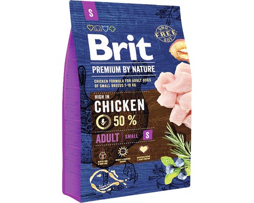 Hrană uscată pentru câini Brit Premium by Nature Adult S cu pui 3 kg-0