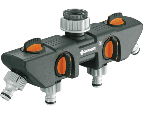 Distribuitor de apă Gardena cu patru ieșiri pentru irigarea grădinii