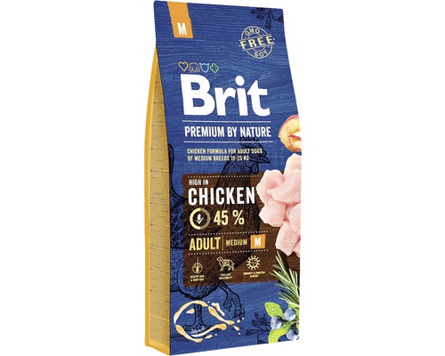 Hrană uscată pentru câini Brit Premium by Nature Adult M cu pui 15 kg
