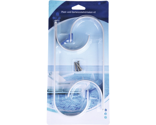 Doi cârlige pentru accesorii de piscină și grădină într-un pachet.