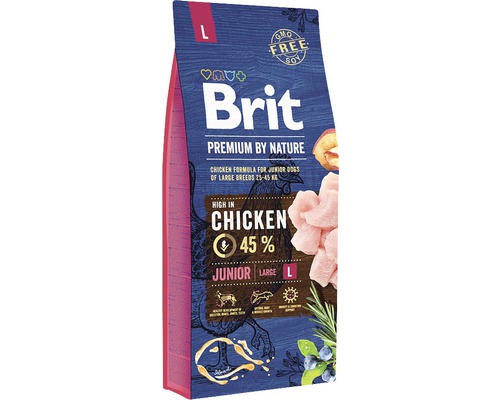 Hrană uscată pentru câini Brit Premium By Nature Junior L cu pui 15 kg
