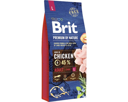 Hrană uscată pentru câini Brit Premium by Nature Adult L cu pui 15 kg