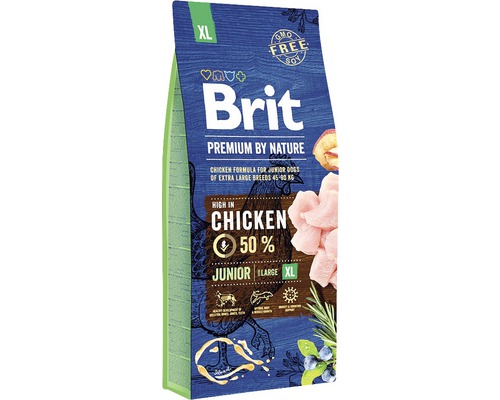 Hrană uscată pentru câini Brit Premium By Nature Junior XL cu pui 15 kg