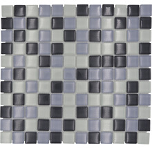 Mozaic piscină sticlă XCM 8125 gri-negru-alb 30,2x32,7 cm