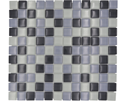 Mozaic piscină sticlă XCM 8125 gri-negru-alb 30,2x32,7 cm