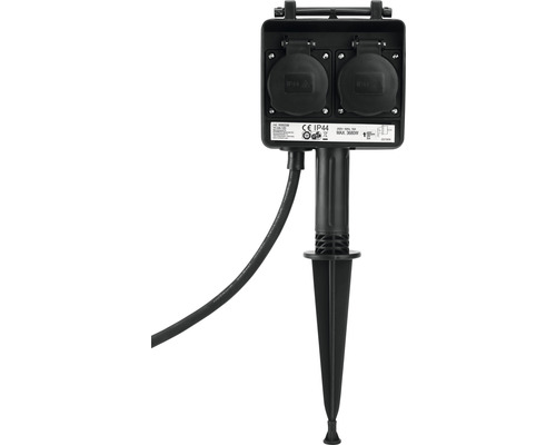 Prelungitor electric de exterior Verpackungsdesign 2 prize 1,5m 3680W, tip țăruș Priza de grădină cu două conexiuni și țăruș de împământare
