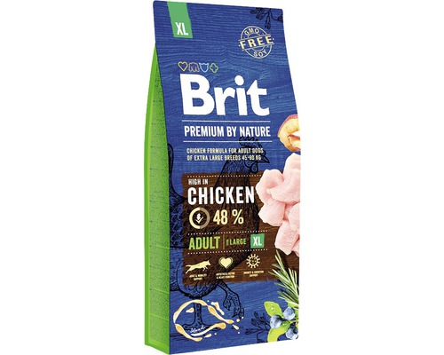 Hrană uscată pentru câini Brit Premium by Nature Adult XL cu pui 15 kg-0