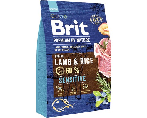 Hrană uscată pentru câini Brit Premium by Nature Sensitive cu miel și orez 3 kg