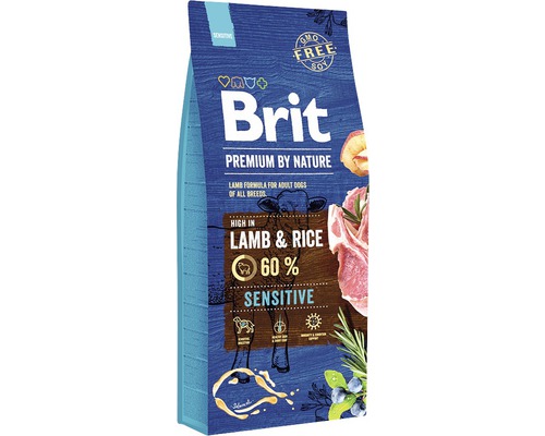 Hrană uscată pentru câini Brit Premium by Nature Sensitive Adult cu miel și orez 15 kg