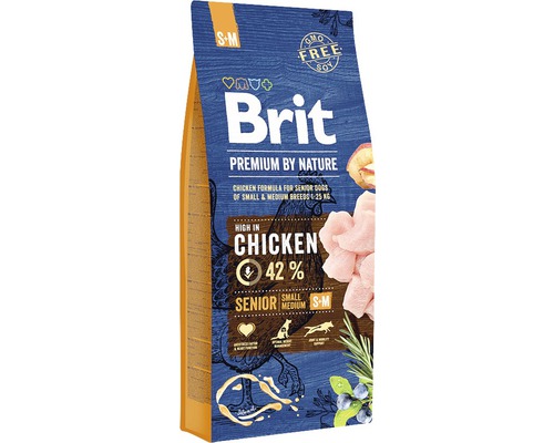 Hrană uscată pentru câini Brit Premium by Nature Senior S+M cu pui 15 kg