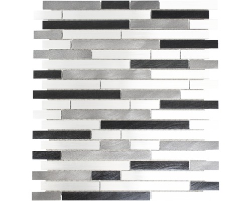 Mozaic aluminiu XAM A891 antracit 29,8x33,8 cm Placă de mozaic cu bucăți alungite, neregulate