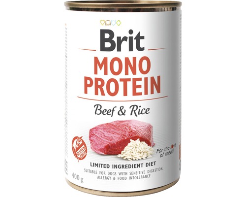 Hrană umedă pentru câini Brit Mono Protein cu vită și orez fără cereale 400 g