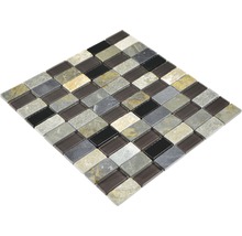 Mozaic sticlă-piatră naturală mix gri/negru/bej 31x32,2 cm-thumb-3
