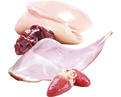 Pulpă de iepure cu organe interne și piept de pui