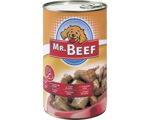 Hrană umedă pentru câini MR. BEEF 5 tipuri de carne 1200 g