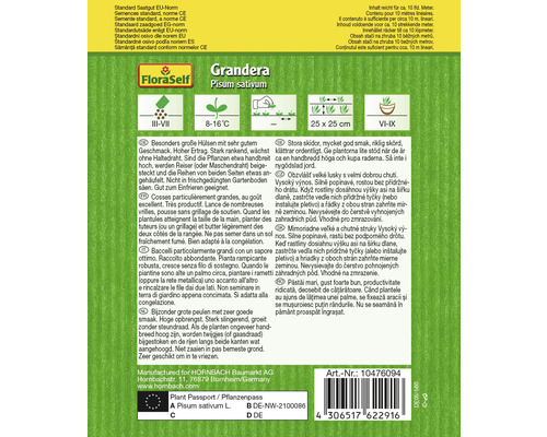 Ambalaj semințe de mazăre Grandera Pisum sativum de la FloraSelf