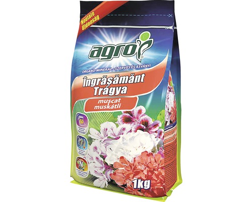 Îngrăşămănt Agro pentru plante mușcate, 1 kg Îngrășământ Agro pentru mușcate, pachet de 1 kilogram