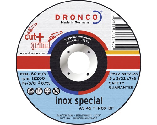 Disc debitare inox Dronco Special Ø125x2,5x22,23 mm