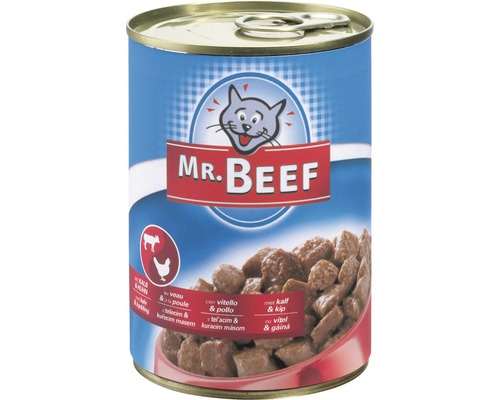 Hrană umedă pentru pisici MR. BEEF cu vițel și pui 400 g