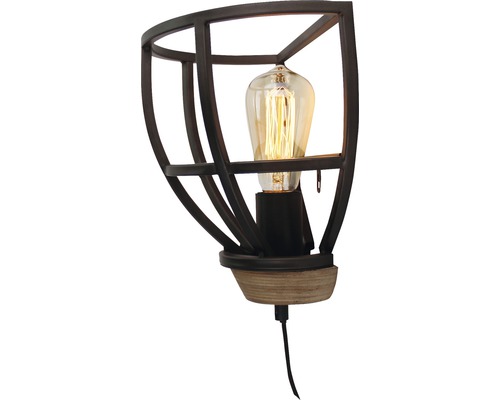 Lumină de perete cu colivie metalică și bec Edison