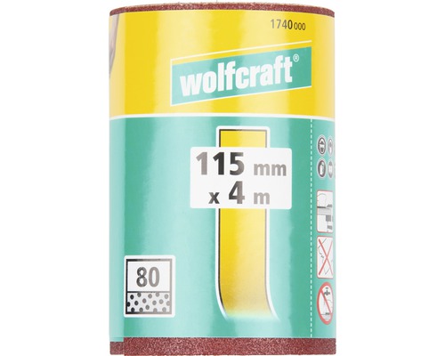 Rola abrazivă Wolfcraft, granulație 80, 115 milimetri pe 4 metri