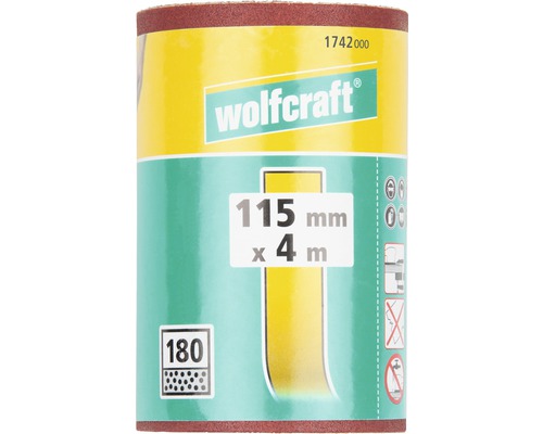 Rolă abrazivă Wolfcraft cu granulație de 180 și dimensiunile de 115 mm x 4 m